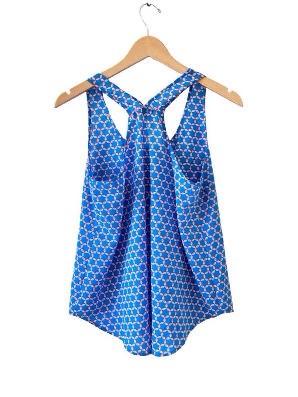 MINE Blue Geometric racerback tank Blouse – Size L - Picture 4 of 9